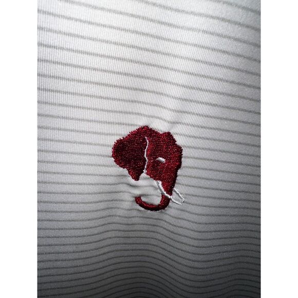 Elephant Head Performance Polo Men’s 2XL White Gray Stripe Alabama Crimson Tide - Picture 3 of 3